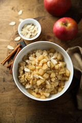 Homemade oatmeal porridge with apples