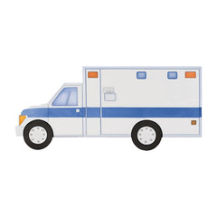 ambulance hand drawn with watercolor painting style illustration