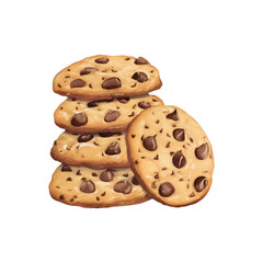 cookies hand drawn with watercolor painting style illustration