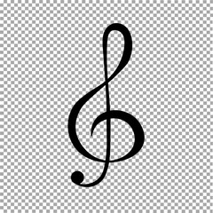 Obraz premium Treble clef icons. Music notation sign. Black musical notes to create a song on a transparent background. Vector illustration. 