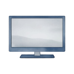 monitor hand drawn with watercolor painting style illustration