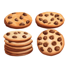 cookies hand drawn with watercolor painting style illustration