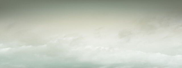 Hazy sky and white soft clouds floated in the sky. Beautiful air and sunlight with cloud scape colorful. Gloomy sky for the background. Green to gray sky background vector illustration.