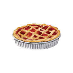 pie hand drawn with watercolor painting style illustration