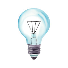 lamp bulb hand drawn with watercolor painting style illustration