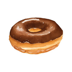 donut hand drawn with watercolor painting style illustration