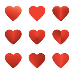 Hearts icon set. Valentine's day heart vector isolated.