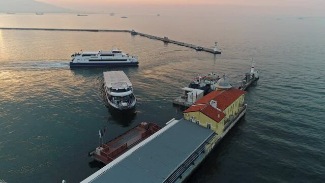 izmir pasaport ferry port drone view