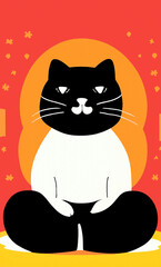 Illustration of cat practicing yoga. High quality illustration
