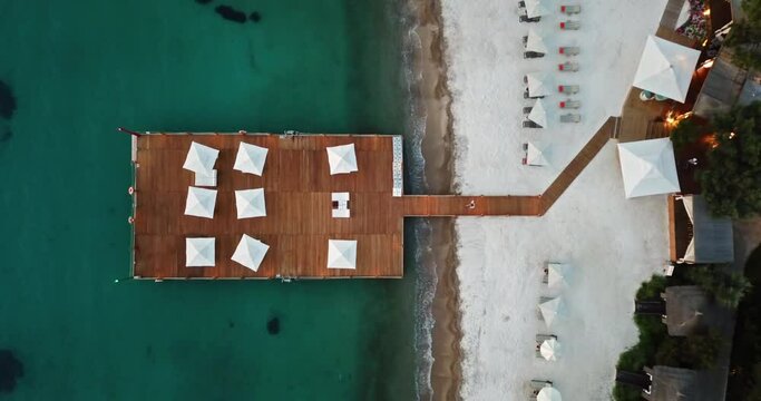 Bodrum sea and beach bird's eye drone view