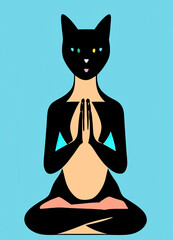 Illustration of cat practicing yoga. High quality illustration