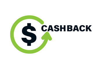 The concept of the Cash back loyalty program. Cashback logo template. The design of the money-back service. Vector illustration of the bonus cashback symbol