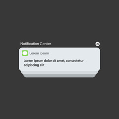 Vector illustration of smartphone notification center, message on screen