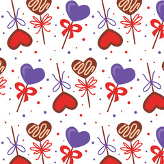 Valentine's day background. Seamless pattern with candy hearts. 