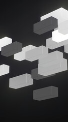3D Rendering Black and White Big Data Transfer Concept- 3D illustration - 4K Full HD Seamless Loop Background
