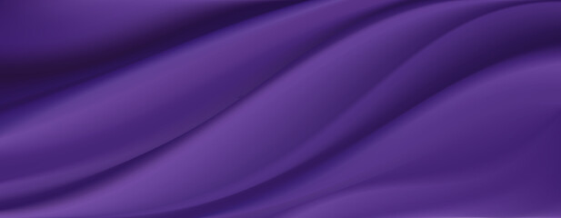Smooth elegant dark purple silk or satin luxury cloth texture can use as wedding background. Luxurious Christmas background or New Year background. 3d Vector illustration.
