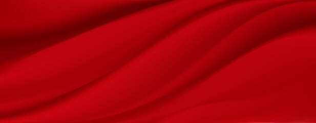 Smooth elegant sky red silk or satin luxury cloth texture can use as wedding background. Luxurious Christmas background or New Year background. 3d Vector illustration.