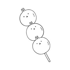 Japanese dessert bunny dango hand drawn illustration