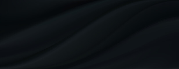 Smooth elegant black silk or satin luxury cloth texture can use as dark background. Luxurious background. 3d Vector illustration.