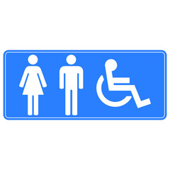 Male, Female, Handicap toilet sign, on Transparent Background