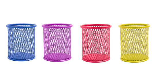 Box of colored pencils isolated on white background