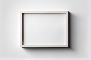 an empty white minimalistic rectangular frame on a gray background with shadows. mockup with an empty space copy space ai generated