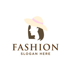 Women's Hat logo design. Elegant Fashion hat. Abstract vector logo design template 