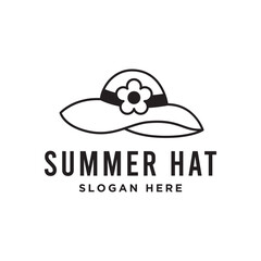 Women's Hat logo design. Elegant Fashion hat. Abstract vector logo design template 