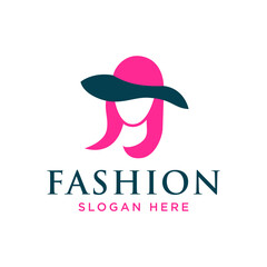Women's Hat logo design. Elegant Fashion hat. Abstract vector logo design template 