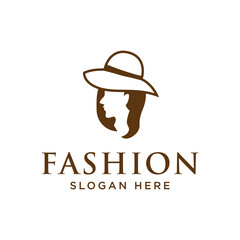 Women's Hat logo design. Elegant Fashion hat. Abstract vector logo design template 