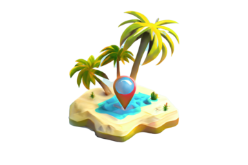 3d tropical island with palm trees
