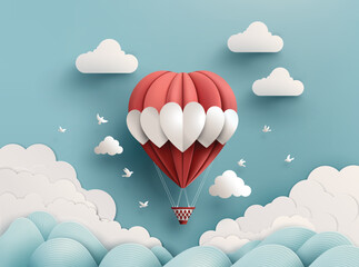 Obraz premium hot air balloon in a heart shape.
