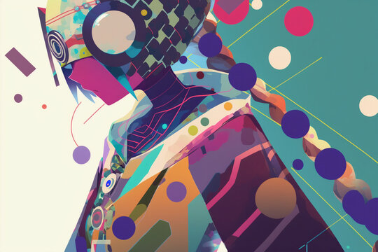 Anime style cyborgs and robots