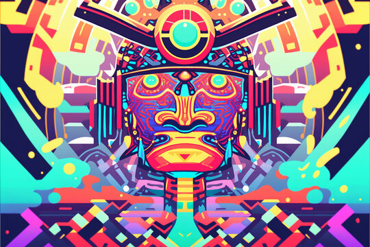 Anime style cyborgs and robots