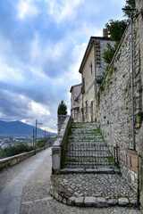 A narrow street among the old houses of Montesarchio, a village in the province of Benevento in Italy.