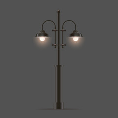 Street lamp or streetlight, vector isolated object.