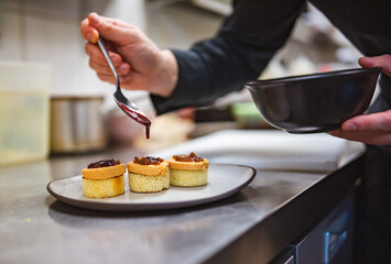 chef cooking Terrine of foie gras on kitchen © pavel siamionov