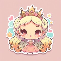 Little Kawaii Princess Cute kawaii drawings, Kawaii stickers. generative AI