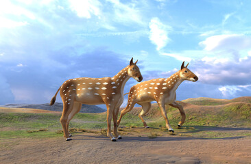 Pair of Eohippus (ancestors of the horse) © anibal