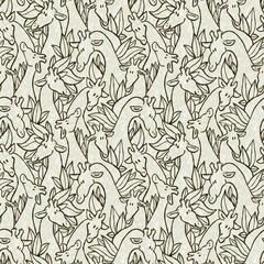 Cute safari wild giraffe animal pattern for babies room decor. Seamless african furry green textured gender neutral print design. 