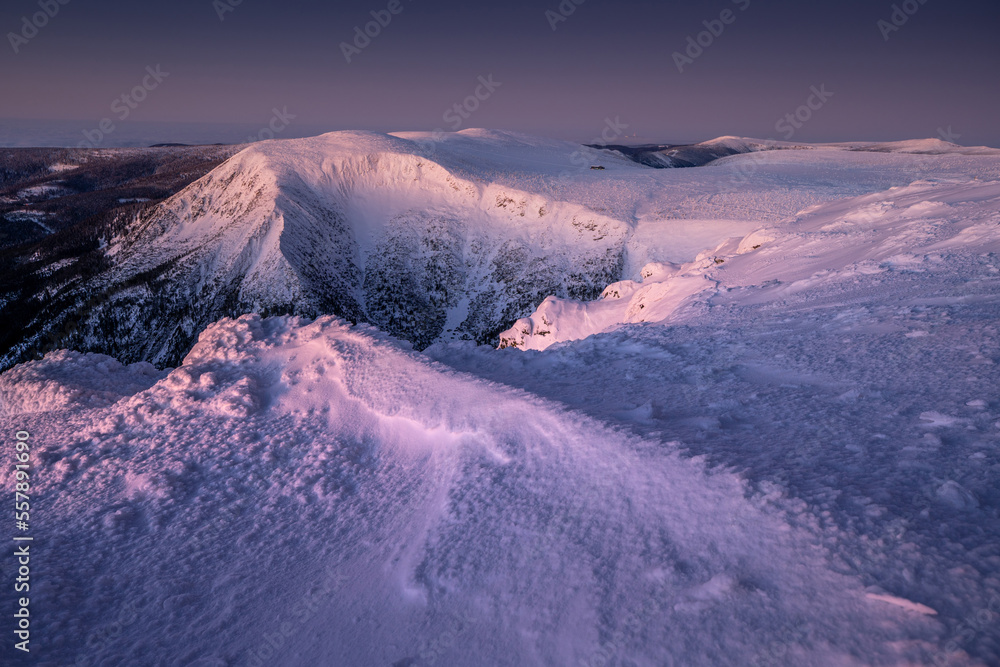 Wall mural winter sunrise in mountains - Wall murals