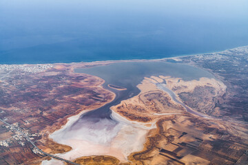 Aerial view of Tunisia during the flight Monastir to Lyon - Tunisia