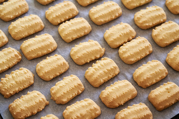Traditional Christmas cookie on a baking sheet