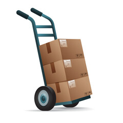 Trolley box and cardboard pile vector illustration, graphic element for logistics, shipping, cargo and expedition business purposes