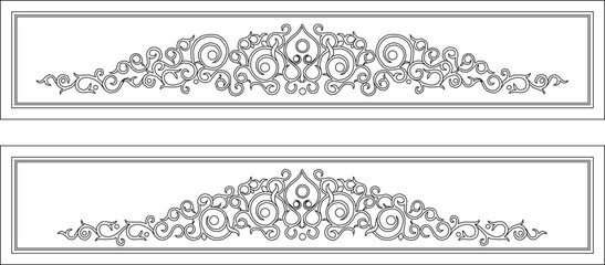 sketch vector black and white illustration of background ornament with abstract carving motif