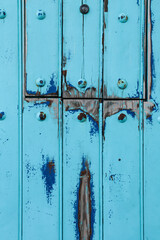 Background of Old Blue wooden door in Spain