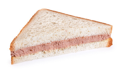 Sandwich with meat pate isolated on white background. With clipping path.