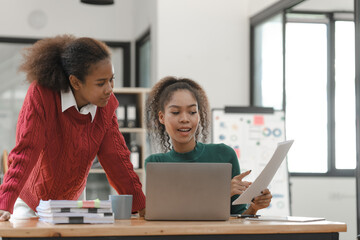 African American girls students studying up for test or making homework together, Back to school...