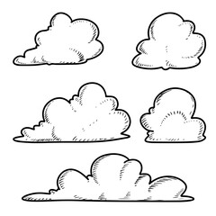 Doodle sketch style of Hand drawn Clouds  cartoon vector illustration for concept design.