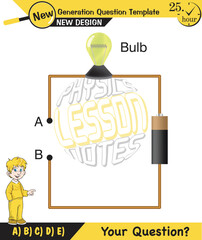 Physics, basic electric circuits, next generation question template, dumb physics figures, exam question, eps 
